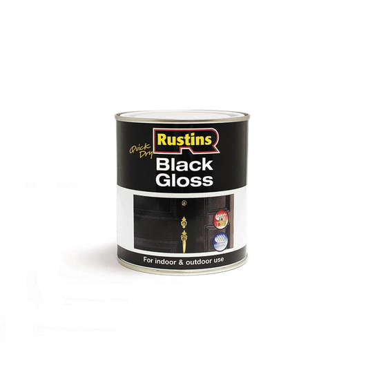 Rustins Quick Dry Small Job Gloss 250ml Black