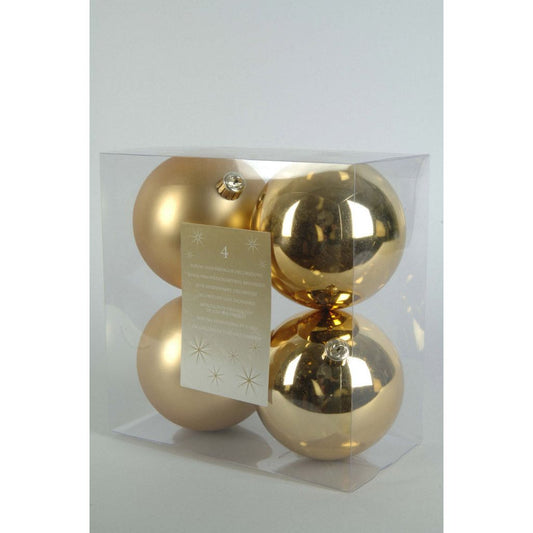 Kaemingk Plain Shatterproof Baubles Pack 4 100mm Gold