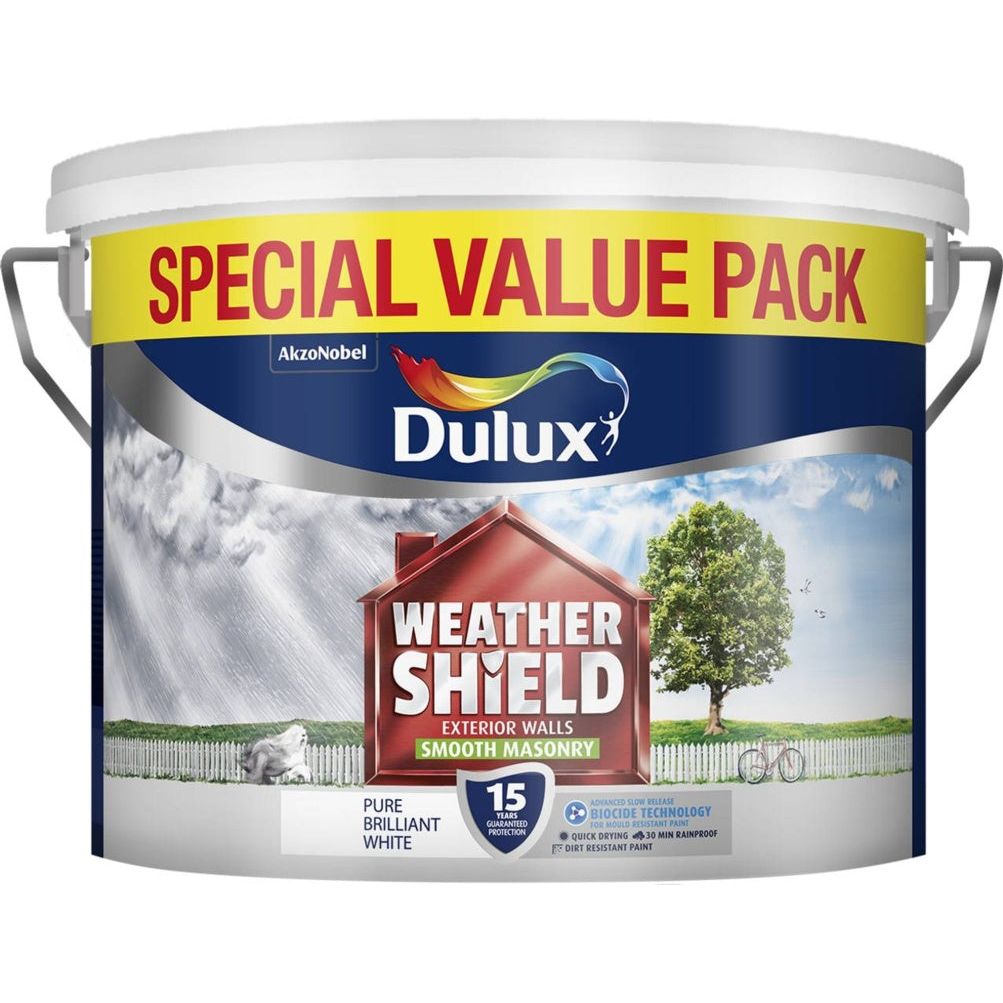 Dulux Weathershield Smooth Masonry Paint 7.5L Pure Brilliant White