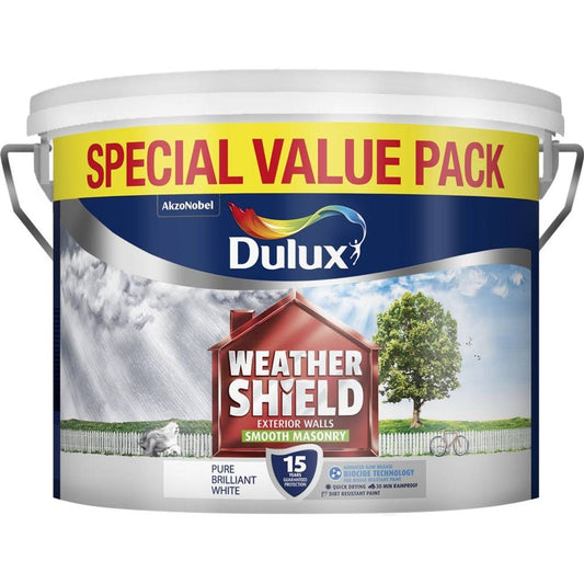 Dulux Weathershield Smooth Masonry Paint 7.5L Pure Brilliant White