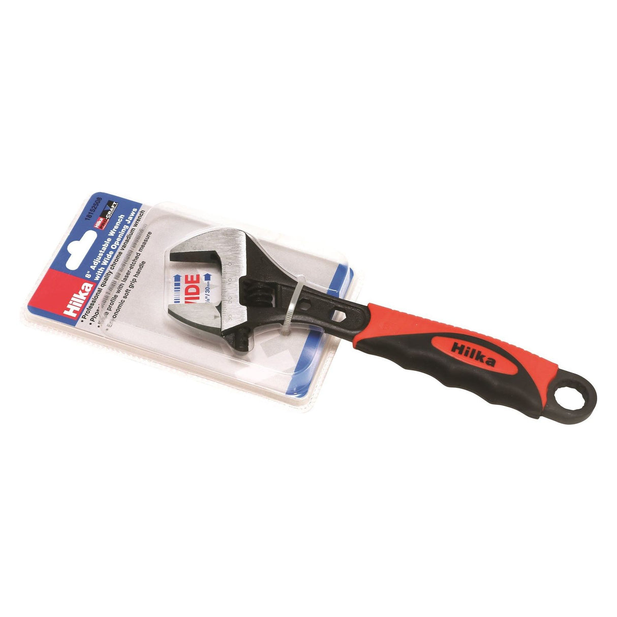 Hilka 8" Soft Grip Adjustable Wrench