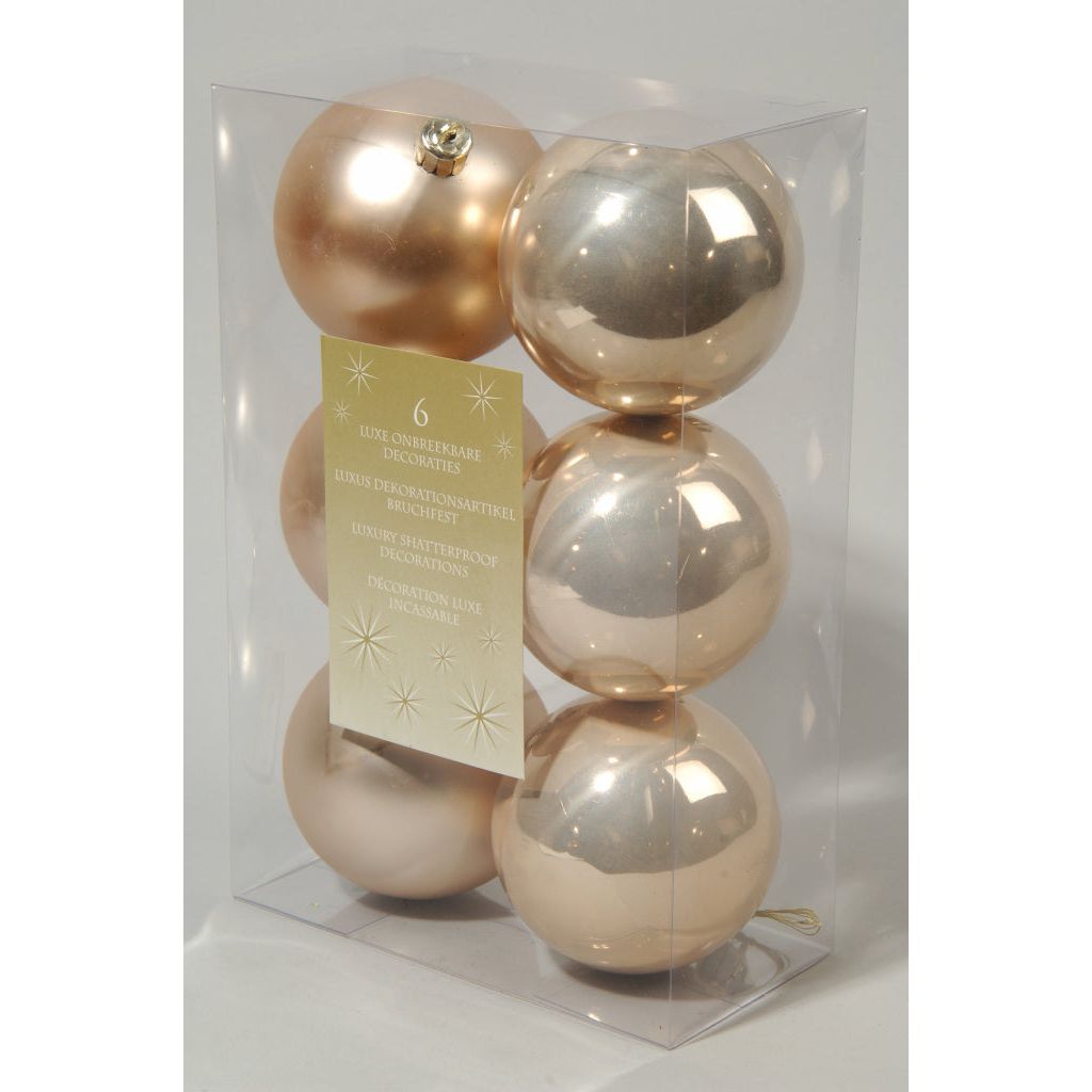 Kaemingk Plain Shatterproof Baubles Pack 6 Pearl