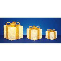 Premier LED Glitter Parcels 3 Piece Gold/Red