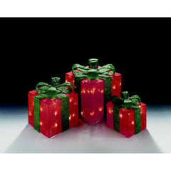 Premier LED Glitter Parcels 3 Piece Gold/Red