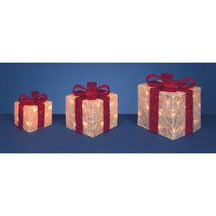 Premier LED Glitter Parcels 3 Piece Gold/Red