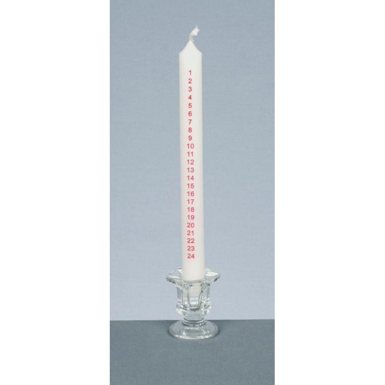 Premier Advent Candle With Glass Holder 25cm White