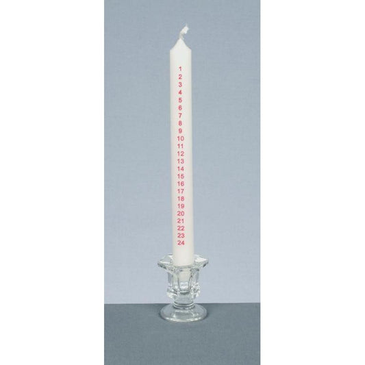 Premier Advent Candle With Glass Holder 25cm White