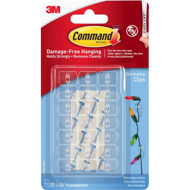 3M Command Decorating Clear Clip, Pack of 20