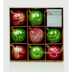 Premier 60mm  Decorated Balls Pack 9 Green