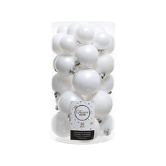 Kaemingk Shatterproof Baubles Mixed Pack 30 Winter White  - 40/50/60mm