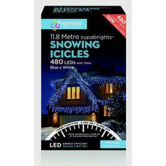 Premier Snowing Icicles With Timer Blue & White 360 LED