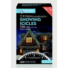 Premier Snowing Icicles With Timer Warm White 480 LED