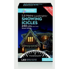 Premier Snowing Icicles With Timer Warm White 480 LED