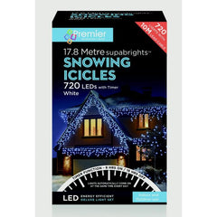 Premier Snowing Icicles With Timer White 240 LED