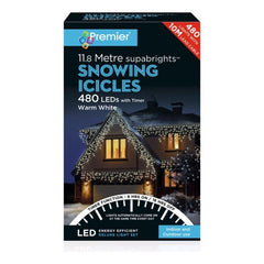 Premier Snowing Icicles With Timer Warm White 480 LED