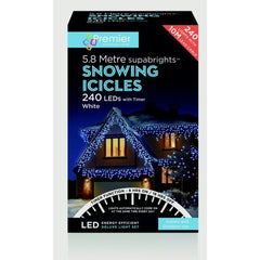 Premier Snowing Icicles With Timer White 240 LED