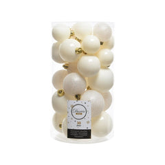 Kaemingk Shatterproof Baubles Mixed Tube of 30 Pearl