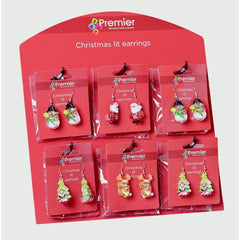 Premier Christmas Lit Earrings 4 Assorted