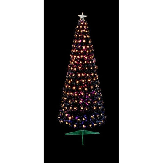 Premier Slim Black Fibre Optic Tree Warm White LED Star