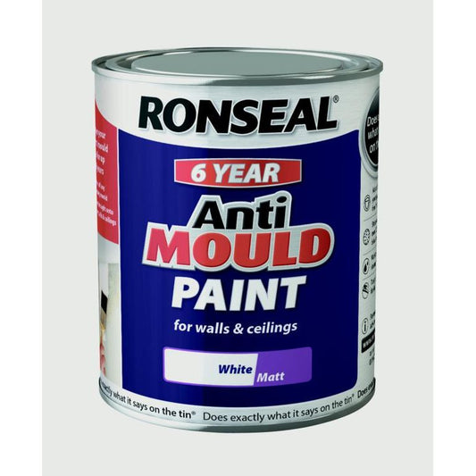Ronseal 6 Year Anti Mould Paint - White Matt