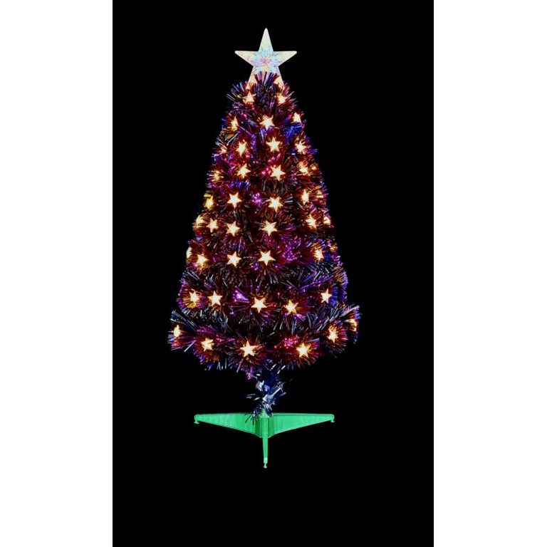 Premier Slim Black Fibre Optic Tree Warm White LED Star