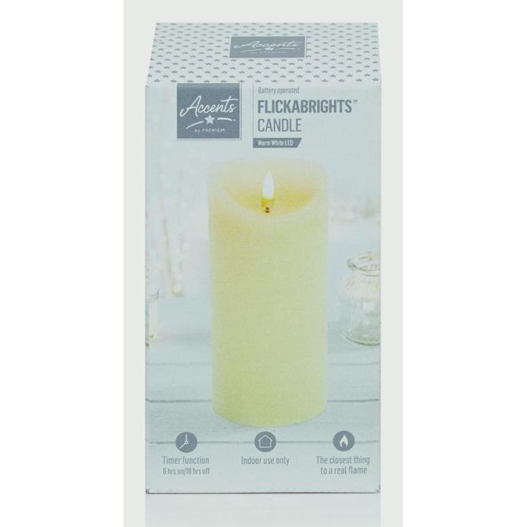 Premier Textured Candle With Timer 18 x 9cm Cream