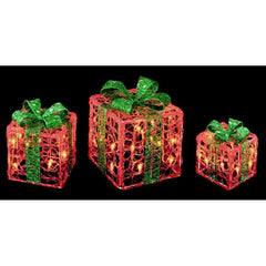 Premier Red Green Parcels With Warm White LEDs Set 3