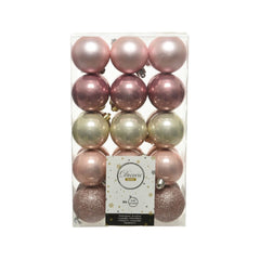 Kaemingk Shatterproof Plain Baubles 6cm Pink Mix