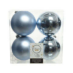 Kaemingk Shatterproof Plain Baubles Pack 4 10cm Winter Sky