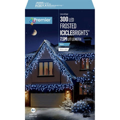 Premier 300 LED Multi Action Frosted Cap Icicles Warm White