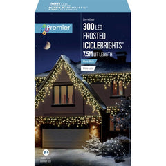 Premier 300 LED Multi Action Frosted Cap Icicles Warm White