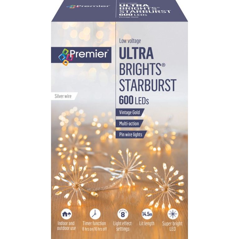 Premier Multi Action Starburst Stringlight Vintage Gold 400 LEDs