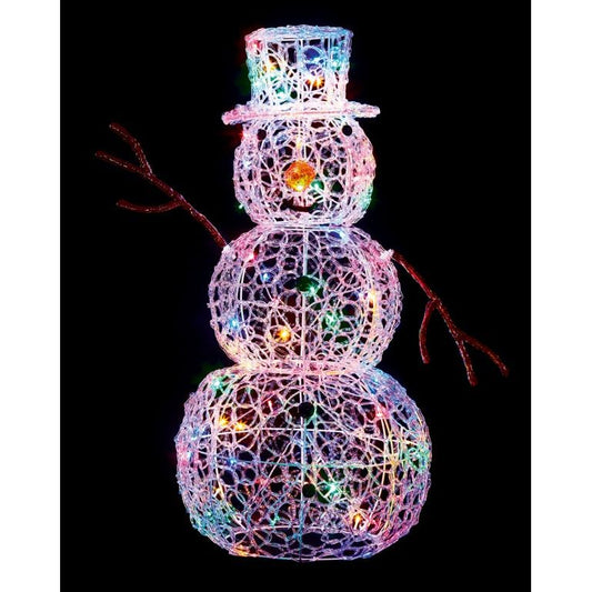 Premier Multi Action Lit Snowman 90cm 80 Multi Coloured LEDs