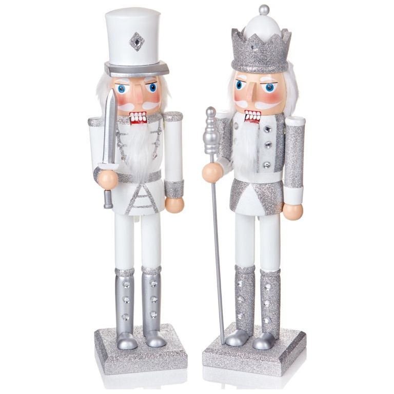 Premier Glitter Nutcracker Silver White 38cm