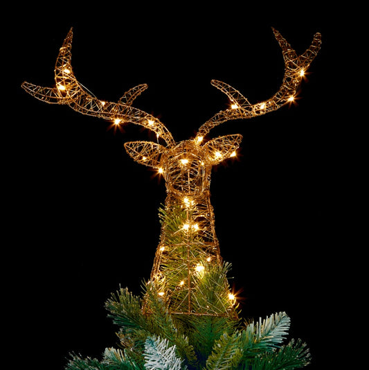 Premier Lit Stags Head Rose Gold Warm White LEDs