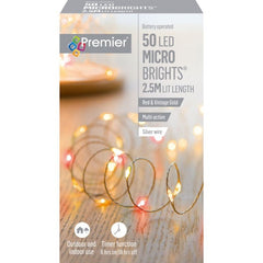 Premier Multi Action Battery Operated Microbrights 100 LED Red /Vintage Gold