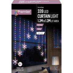 Premier Snowflake V Curtain 1.2m 339 Rainbow LEDs