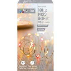 Premier Multi Action Battery Operated Microbrights 100 LED Red /Vintage Gold