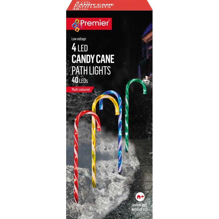 Premier Candy Cane Path Light Multi Pk4 62cm