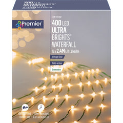 Premier 400 LED Ultra Brights Waterfall 2.5m Vintage Gold