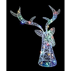 Premier Lit Stags Head White 30 Multi Coloured LEDs 42cm