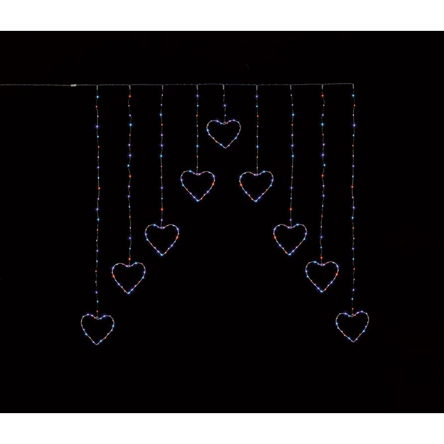 Premier Heart Shape V Curtain Rainbow LED 1.2m