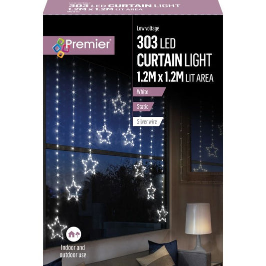 Premier Pin Wire Star V Curtain 1.2m 303 White LEDs