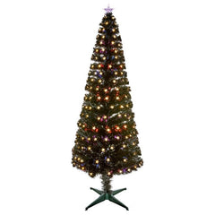 Premier Slim Black Fibre Optic Tree Warm White LED Star