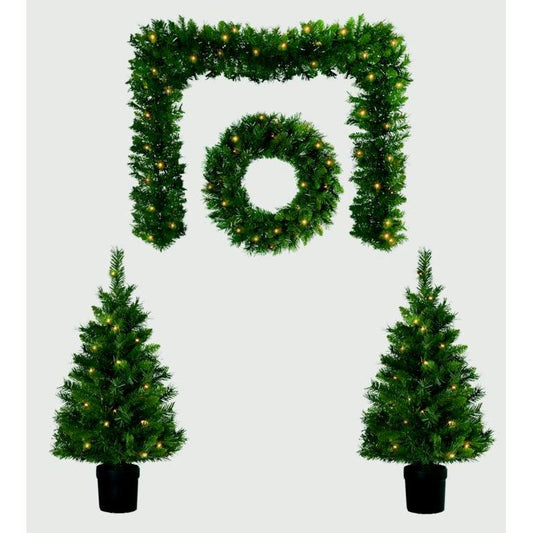 Premier Christmas Door Set Tree, Wreath & Garland