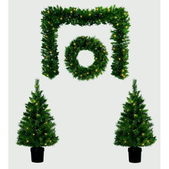 Premier Christmas Door Set Tree, Wreath & Garland