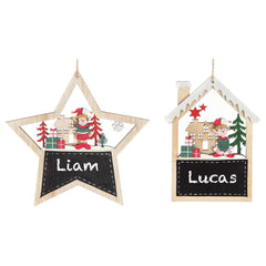 Premier Wooden Elf Star & House Decoration