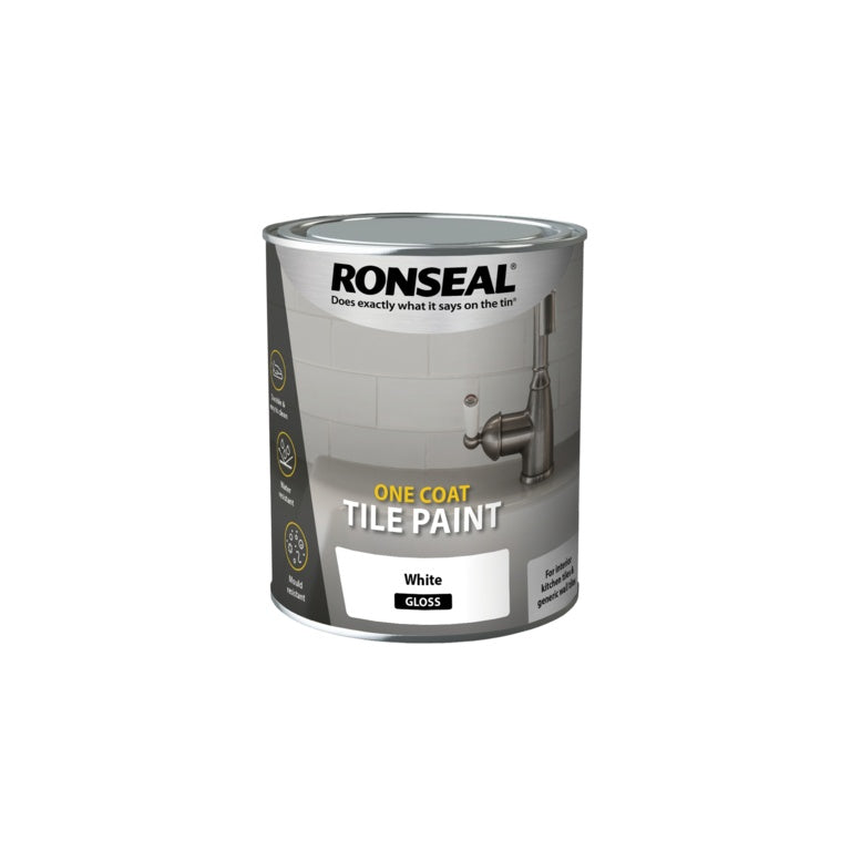 Ronseal One Coat Tile Paint - Gloss - 750ml