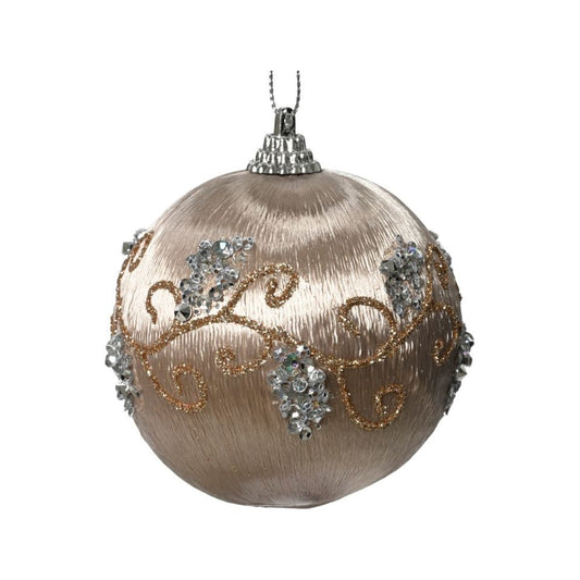 Kaemingk Fabric Leaf Bauble With Diamonds 8cm