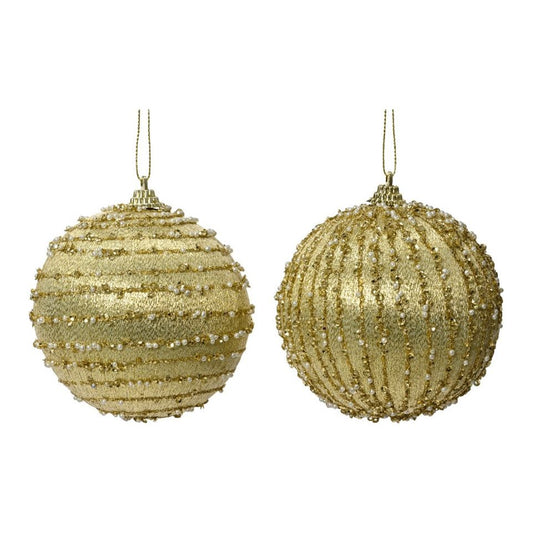 Kaemingk Foam Bauble With Glitter Lines 8cm